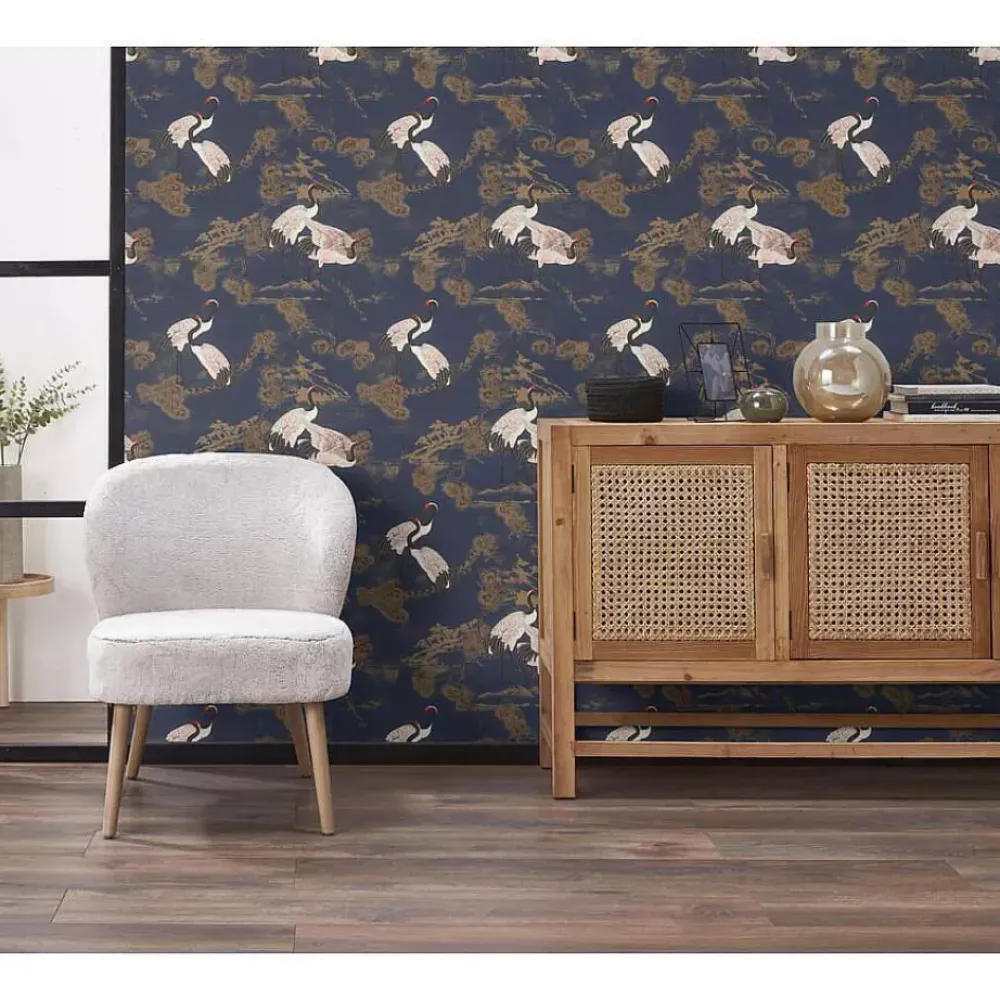 Discount Behang Anna Blauw Vliesbehang