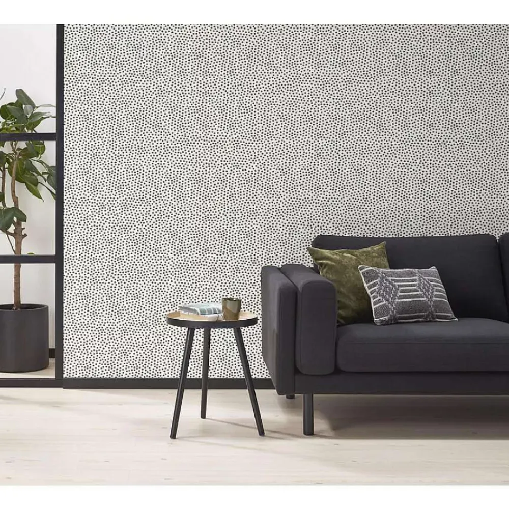 Flash Sale Behang Polka Zwart Wit Vliesbehang