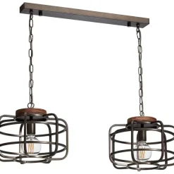 Cheap Hanglamp Wood 2-Lichts Zwart Hanglampen