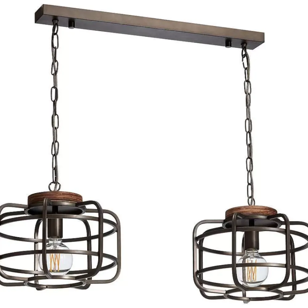 Cheap Hanglamp Wood 2-Lichts Zwart Hanglampen