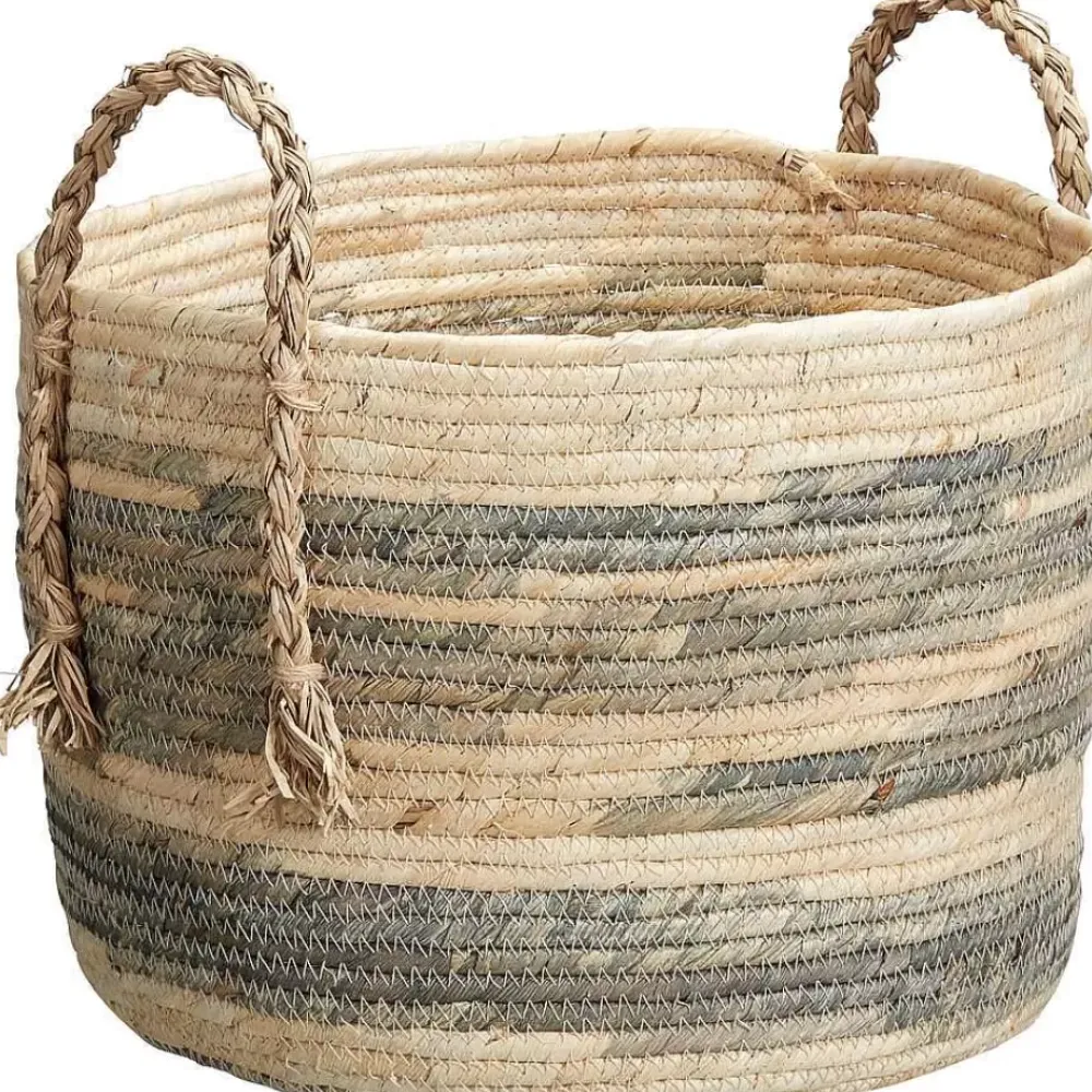 New Mand Koen Naturel/Blauw - O 27X20 Cm Manden