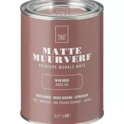 Outlet Muurverf Mat Wijn Rood - 1 L Muurverf