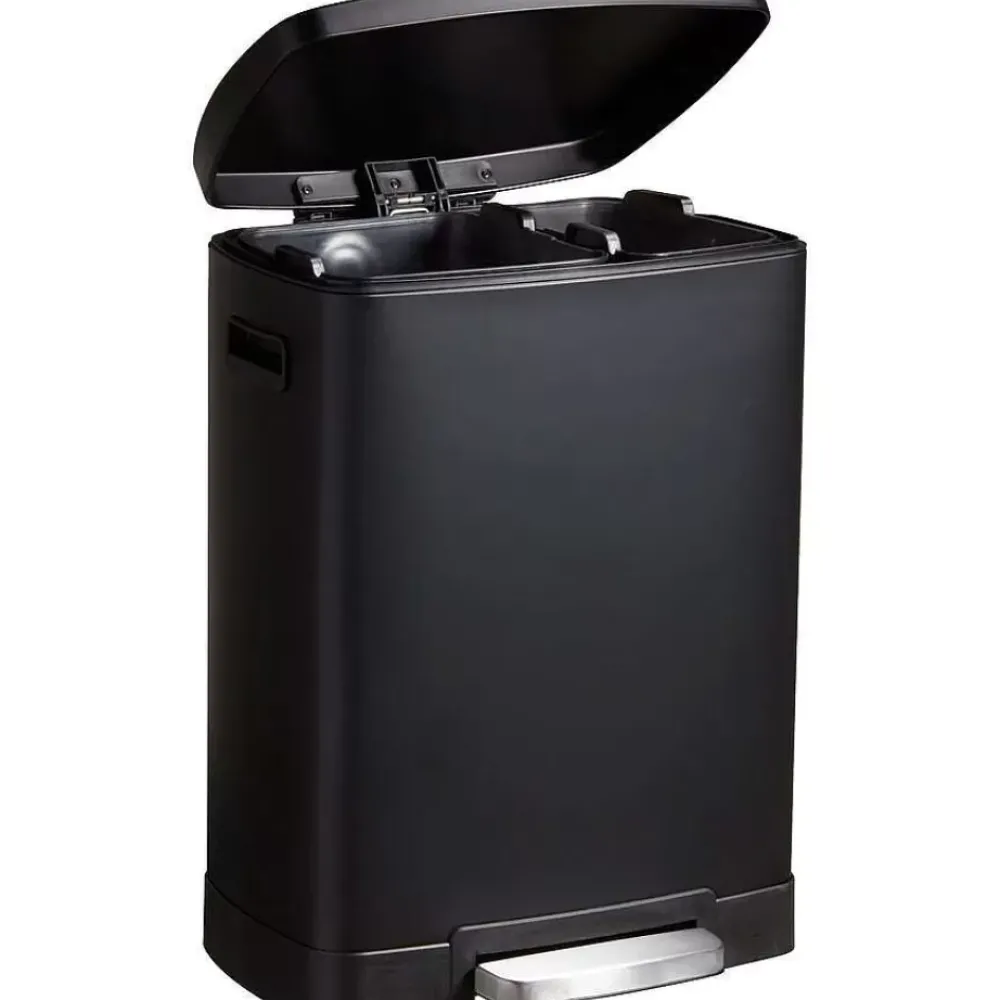 Outlet Pedaalemmer Duo/Softclose 40 Liter Mat Zwart Afvalbakken