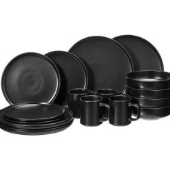 Outlet Servies 16-Delig Zwart Borden & Bestek