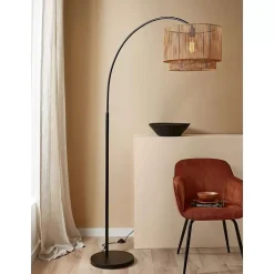 Discount Vloerlamp Cilen Zwart Bruin Vloerlampen